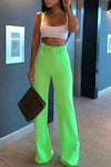 Lime Belted High Waisted Palazzo Trousers