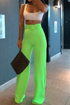 Lime Belted High Waisted Palazzo Trousers