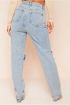 Light Wash Distressed Ripped Straight Leg Jeans