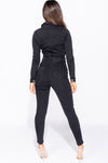 Washed Black Denim Western Belt Jumpsuit