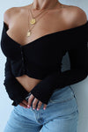 Black Ribbed Long Sleeve Cropped Cardigan