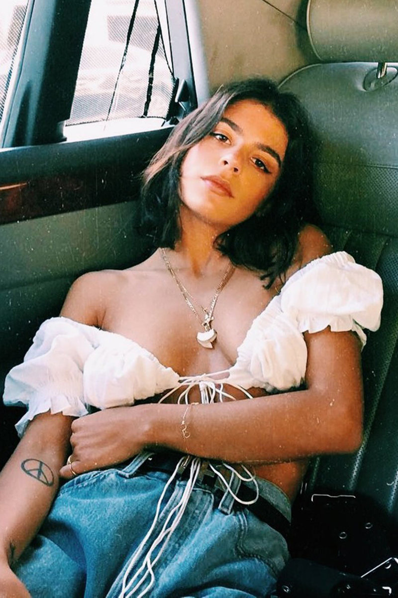 White Tie Front Milkmaid Crop Top