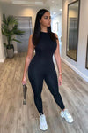 Black High Neck Sleeveless Jumpsuit