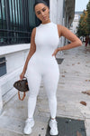 White High Neck Sleeveless Jumpsuit