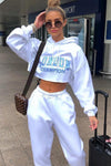 White London Champion Cropped Oversized Hoodie