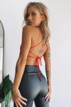 Red Satin Strappy Back Crop Top