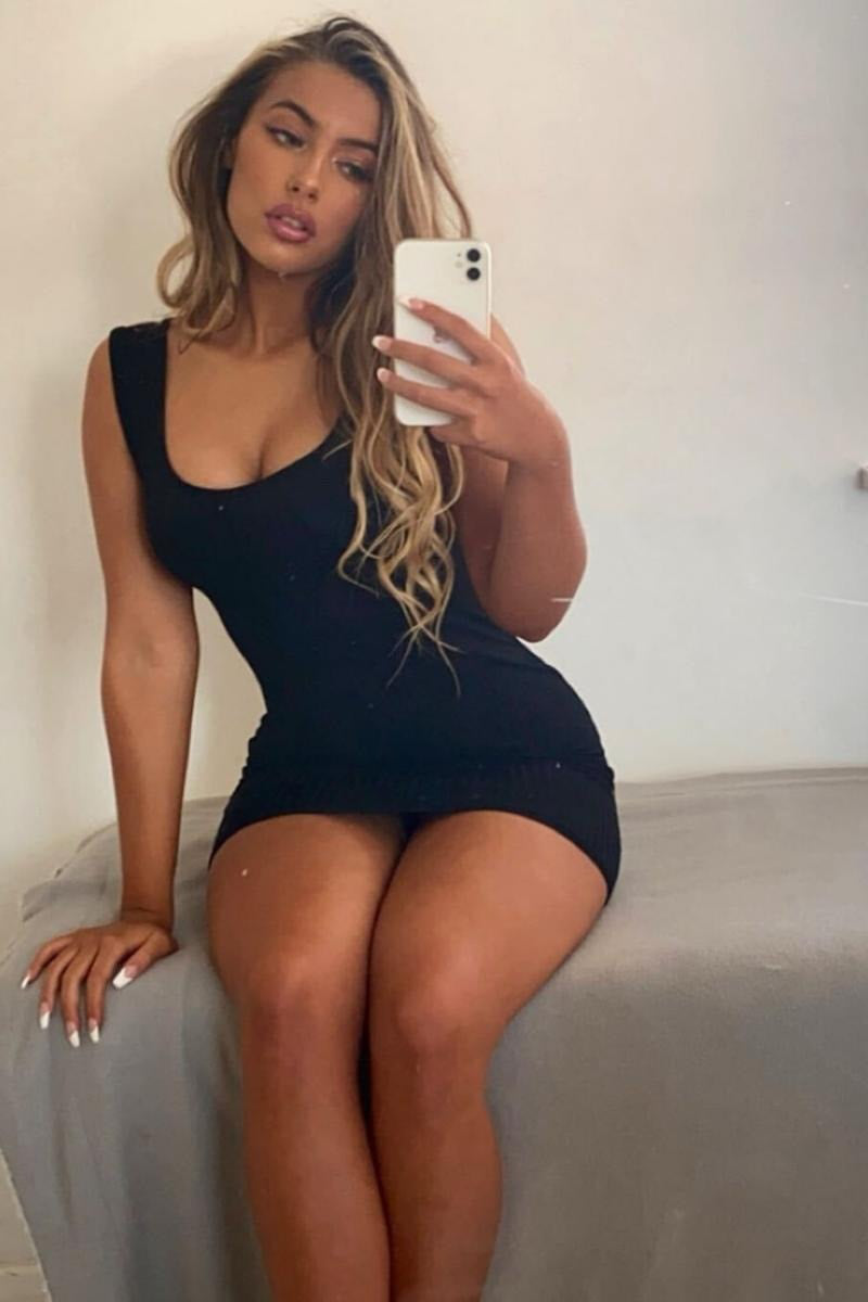 Black Ribbed Scoop Neck Mini Dress