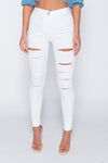 White Multi Slash High Waisted Jeans