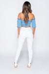 White Multi Slash High Waisted Jeans