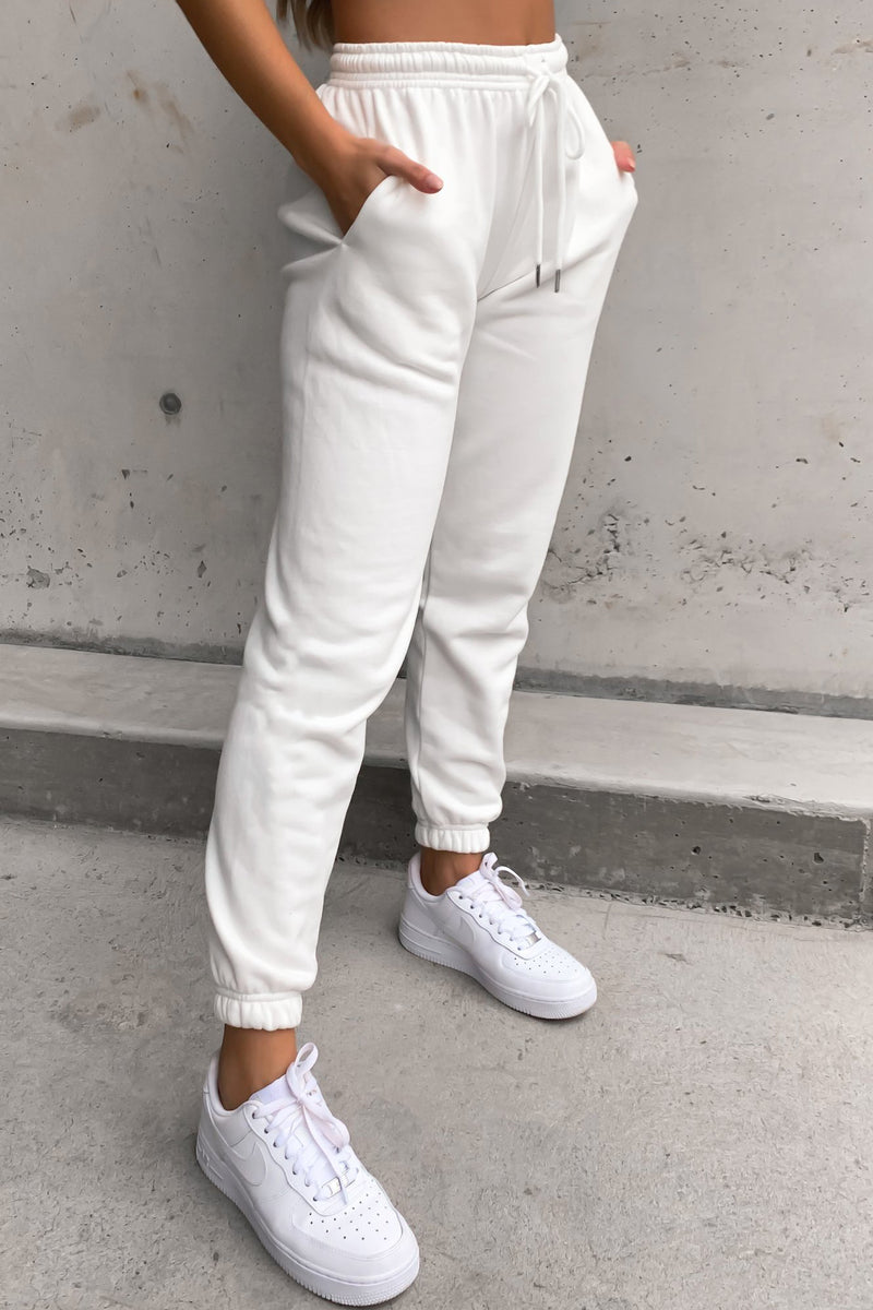 White Premium Drawstring Joggers