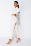 Cream Soft Knitted Chenille Loungewear Set