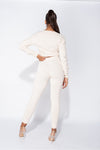 Cream Soft Knitted Chenille Loungewear Set