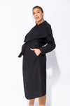 Black Oversized Belted Waterfall Coat