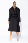 Black Oversized Belted Waterfall Coat