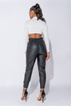 Cream Ribbed Cut Out Front High Neck Crop Top