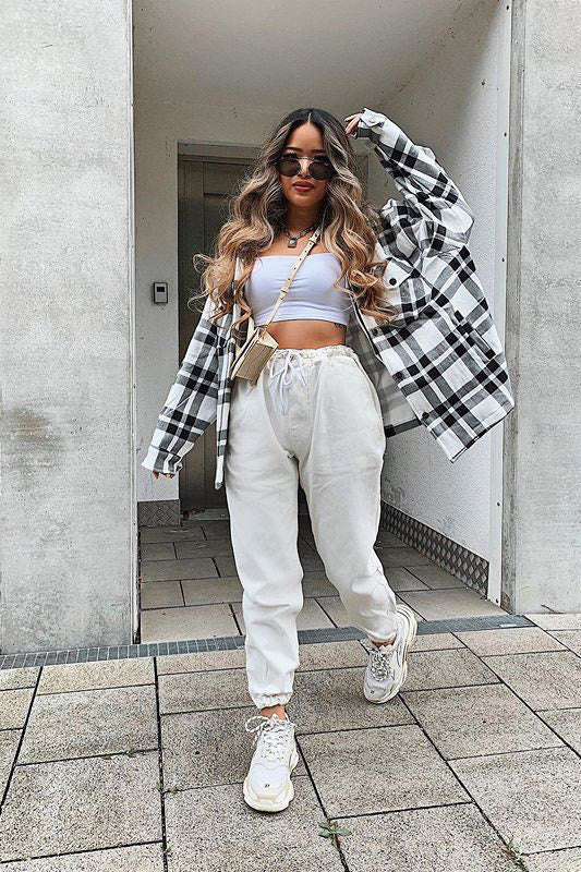 Black Check Oversized Shacket