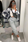 Navy Blue Check Oversized Shacket