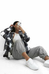 Navy Blue Check Oversized Shacket