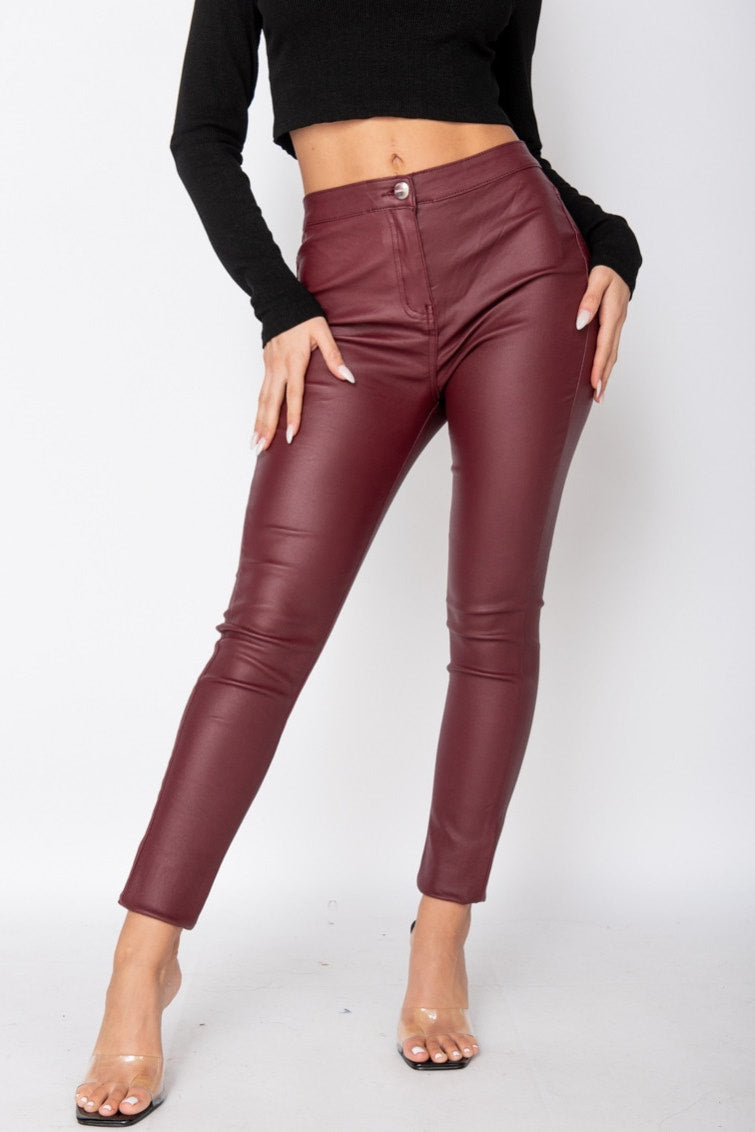 Wine Coated High Waist Skinny Jeans
