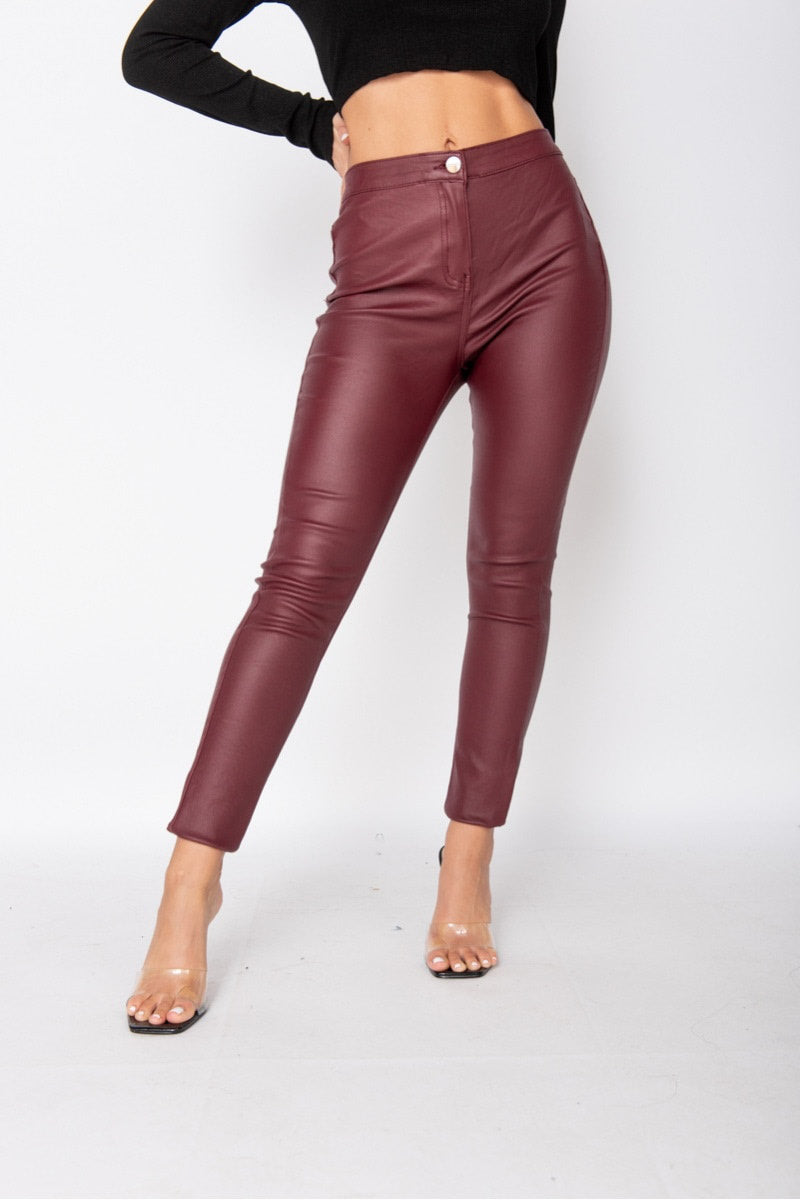 Wine Coated High Waist Skinny Jeans