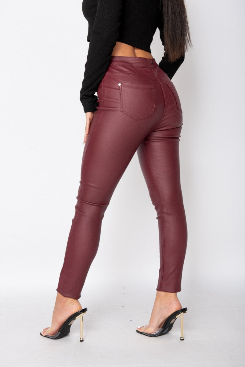 Wine Coated High Waist Skinny Jeans