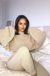 Beige Waffle Knitted Lounge Set