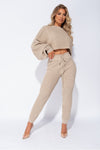 Beige Waffle Knitted Lounge Set