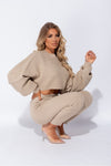 Beige Waffle Knitted Lounge Set