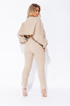 Beige Waffle Knitted Lounge Set