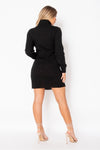 Black Rib Knitted Roll Neck Jumper Dress