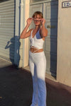 White Drawstring Tie Up Top & Trousers Set