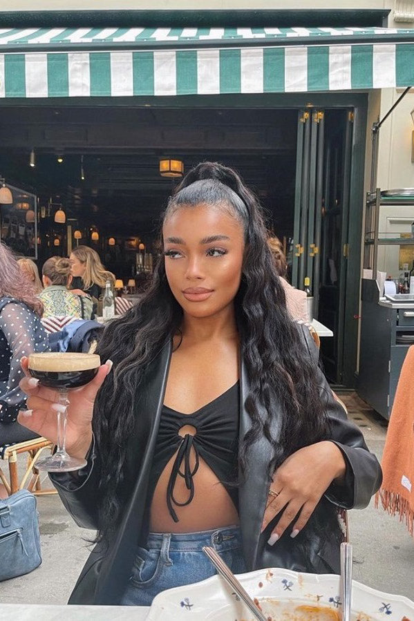 Black Drawstring Open Front Halterneck Crop Top