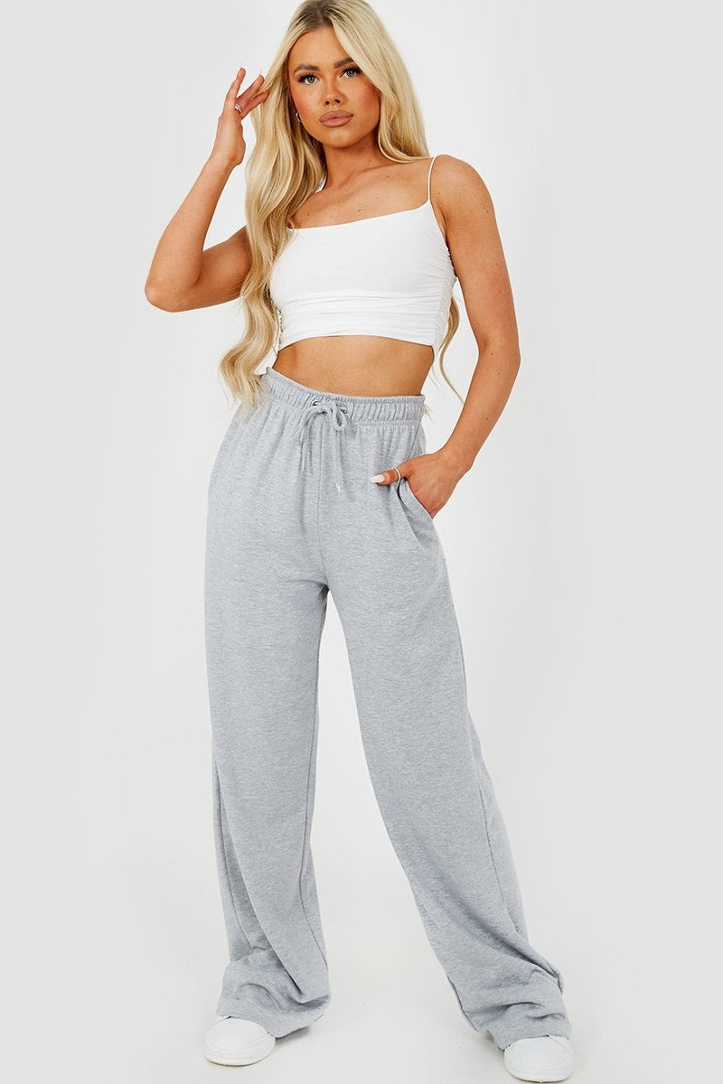Light Grey Wide Leg Jogging Trousers