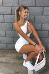 White One Shoulder Cut Out Detail Mini Dress