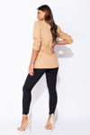 Camel Double Breasted Belted Blazer Jacket