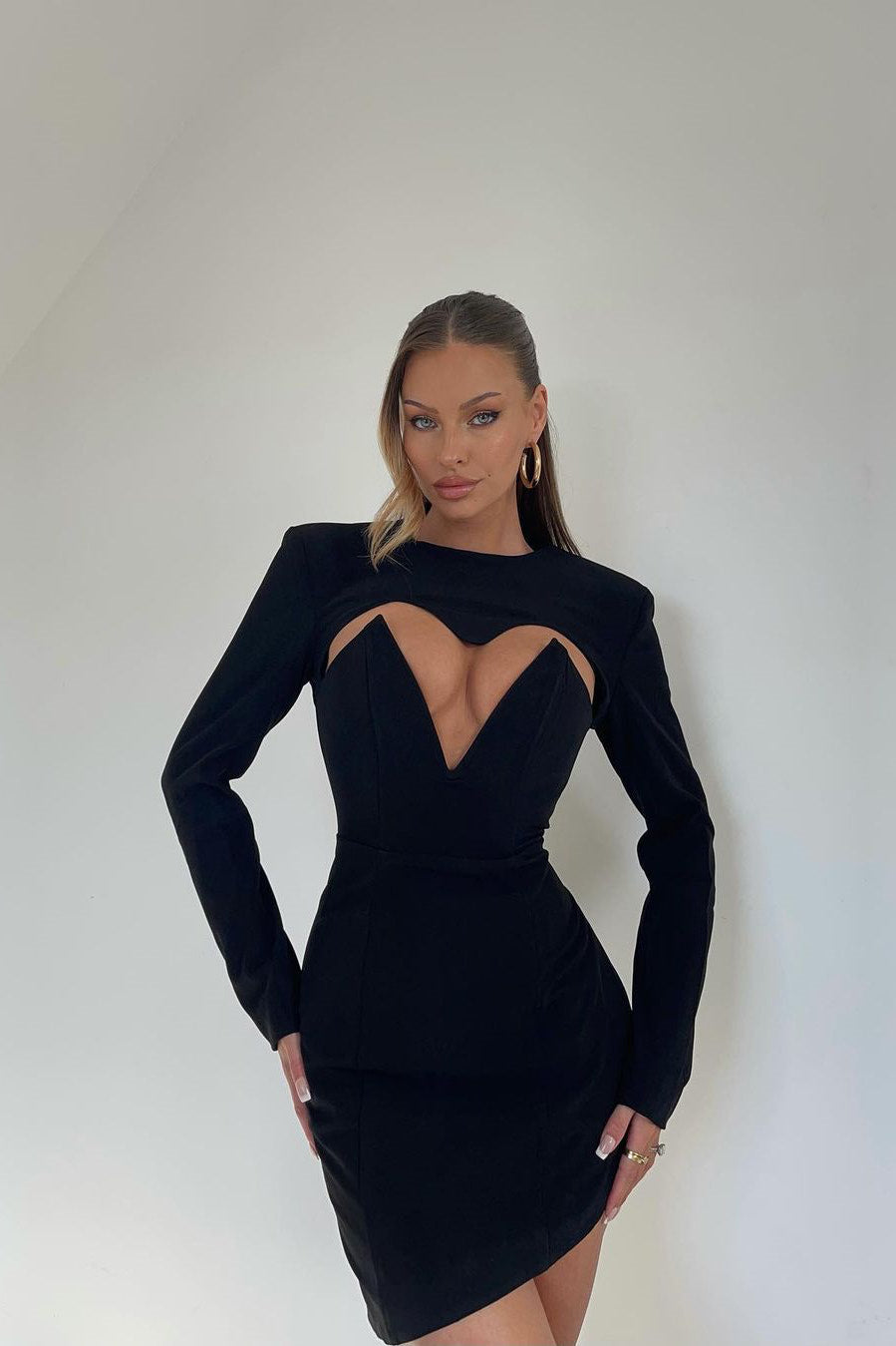Black Sweetheart Cut Out Detail Mini Dress