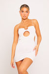 White Zebra Embossed Cut Out Mini Dress
