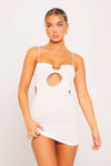 White Zebra Embossed Cut Out Mini Dress