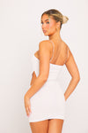 White Zebra Embossed Cut Out Mini Dress