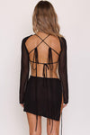 Black Cut Out Tie Detail Bodycon Mini Dress