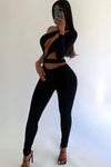 Black One Shoulder Asymmetric Cut Out Jumpsuit