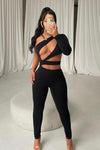 Black One Shoulder Asymmetric Cut Out Jumpsuit