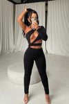 Black One Shoulder Asymmetric Cut Out Jumpsuit