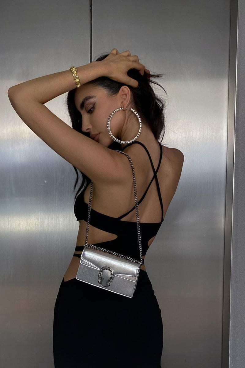 Black Halter Strappy Cut Out Detail Maxi Dress