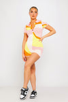 Pink Abstract Print Knit Playsuit