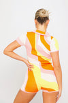 Pink Abstract Print Knit Playsuit