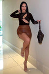 Black Cut Out Ring Detail Long Sleeve Bodysuit