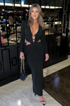 Black Ribbed Knit Cut Out Detail Maxi Dress