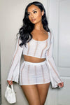 Cream Knit Ladder Detail Mini Skirt & Crop Top