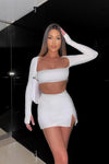 White Square Neck Tie Back Crop Top & Mini Skirt